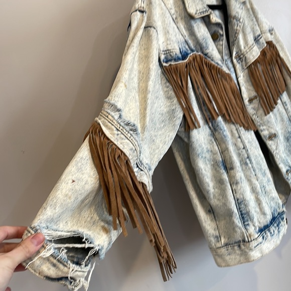 Vintage Denim Fringe Jacket - Picture 3 of 5